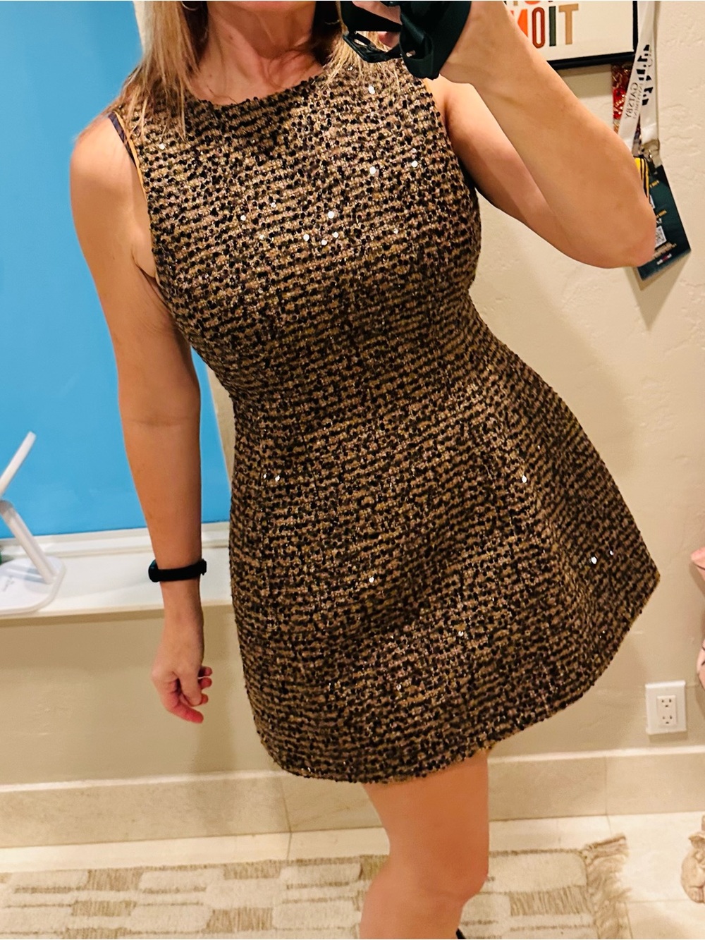 NWT Gianni Bini Emma Structured Sequin Tweed Mini Dress Size 12